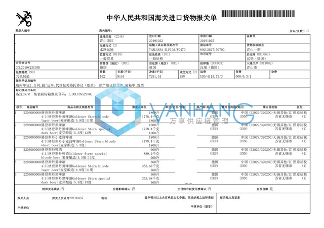 德國啤酒進口報關(guān)流程